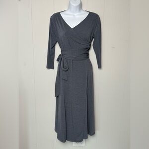 Of Mercer Elegant Gray Wrap Dress Size S
